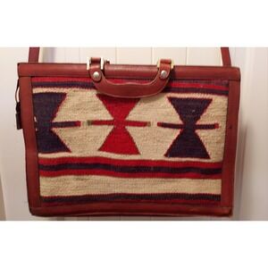 Turkish‎ Kilim Hitit Leather Satchel Wool Lawyer Bag Vintage Handwoven Roomy